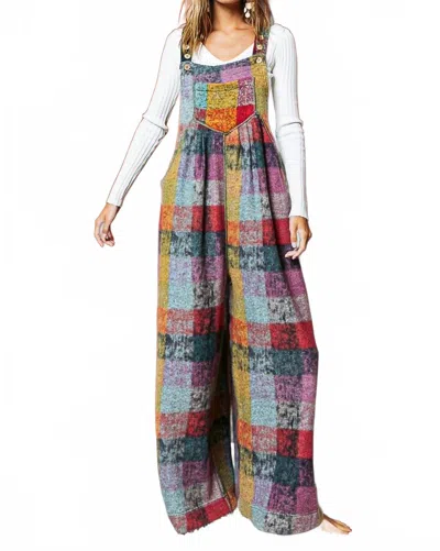 Bibi Vintage Brushed Checker Overall In Lavender Multi