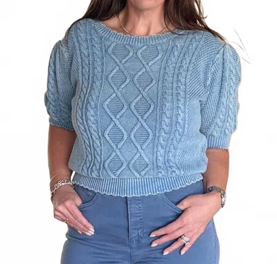 Bibi Vintage Washed Cropped Sweater In Blue