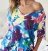 Bibi Waffle Tie Dye V-neck Top In Multi