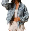 Bibi Washed Distressed Hem Denim Jacket In Blue