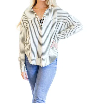 Bibi Weekender's Pullover Top In White And Black Stripe In Multi