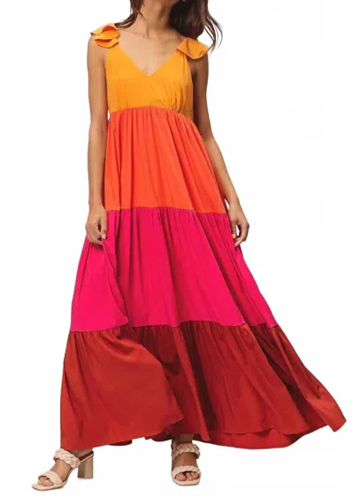 Bibi Women's Bria Color Block Maxi Dress In Sunset In Multi