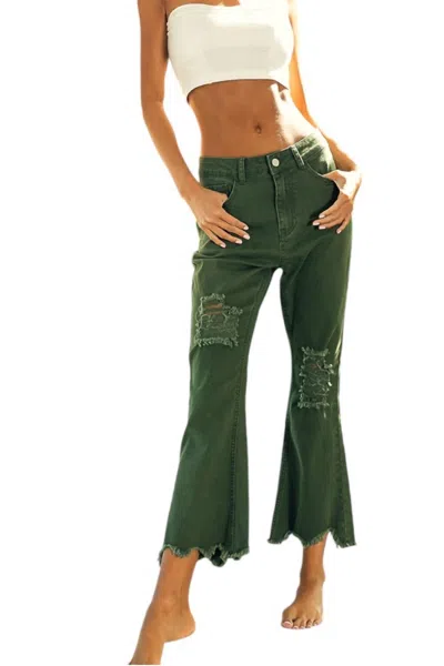 Bibi Women's Distressed Pants In Vintage Olive In Multi