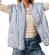Bibi Women's Quilted Chambray Vest In Blue In Blue