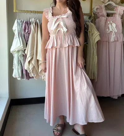Bibi Women's Smocked Midi Dress In Blush Gingham In Pink