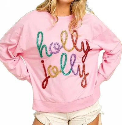 Bibi Women's The Holly Jolly Sweater Top In Pink