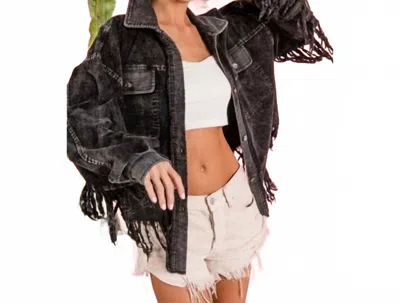 Bibi Women's Vintage Washed Corduroy Jacket In Black Charcoal