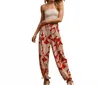 Bibi Woven Printed Balloon Pants With Drawstring In Rust In Multi