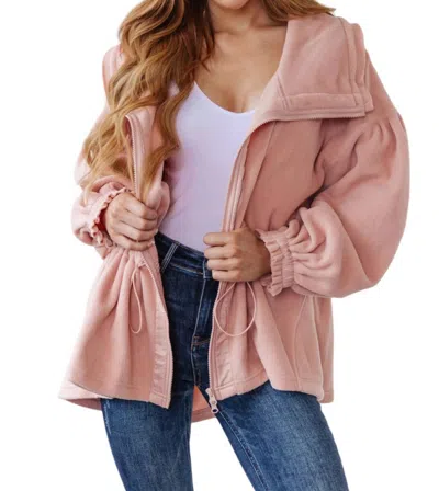 Bibi Zipped And Cinched Zip Up Jacket In Pink