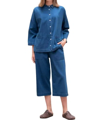 Bibico Anna Culottes Trouser In Textured Denim In Multi