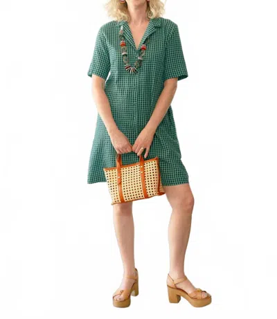 Bibico Lina Sun Dress In Duck Egg Gingham In Green