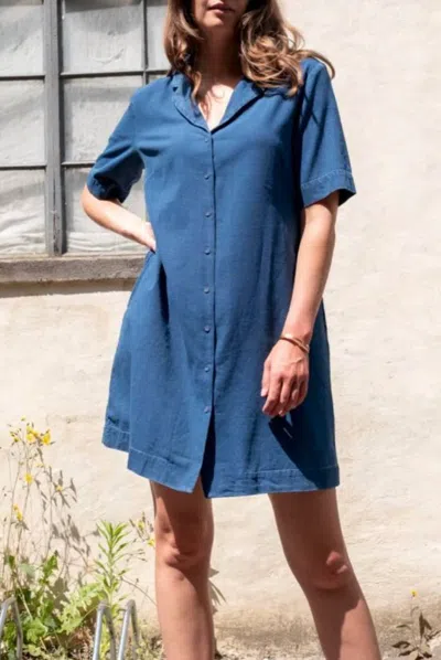 Bibico Lina Sun Dress In Textured Denim In Blue