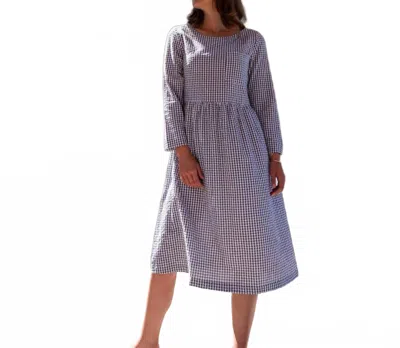 Bibico Orla Checked Day Dress In Dove Grey Check In Blue