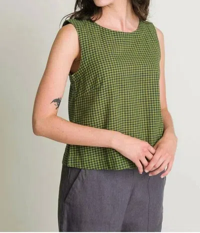 Bibico Pippa Cotton Blouse In Pistachio Check In Multi