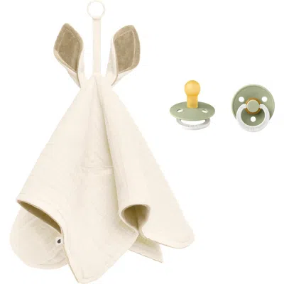 Bibs Kangaroo Cuddle Cloth & Glow Pacifier Set In Neutral