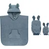 Bibs Kids'  Kangaroo Hooded Bath Towel & Bath Mitrs Set In Blue
