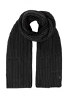 BICKLEY + MITCHELL BI-COLOR CABLE KNIT SCARF IN BLACK TWIST