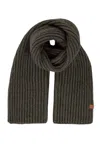 BICKLEY + MITCHELL BI-COLOR CABLE KNIT SCARF IN CAMEL TWIST
