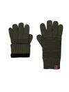 BICKLEY + MITCHELL WOOL WAFFLE FLEECE GLOVES IN ARMY TWIST