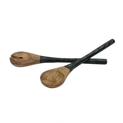 Bidkhome 2 -piece Wood Cooking Spoon Set In Black;brown