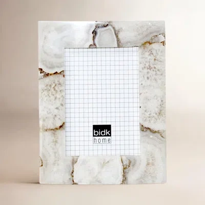 Bidkhome 5"x7" White Agate Photo Frame In Gray