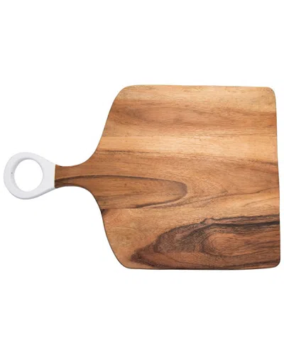 Bidkhome Acacia Wood Cutting Board With White Handle In Beige