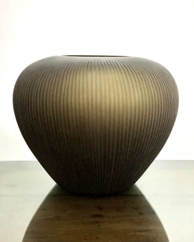 Bidkhome Appy Vase Vertical Pencil Cut Stone In Brown