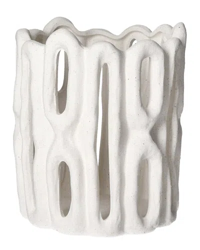 Bidkhome Cadiz Hurricane Stoneware 7.5in In White