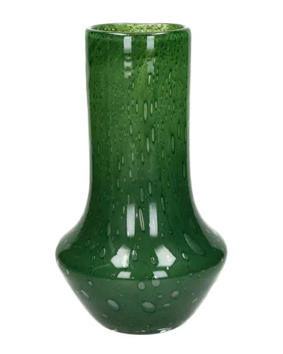 Bidkhome Camou Glass Vase 6.8in In Green
