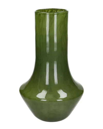 Bidkhome Camou Glass Vase 9.8in In Green