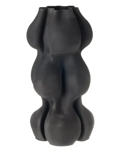 Bidkhome Ceramic 3d Printed Vase In Black