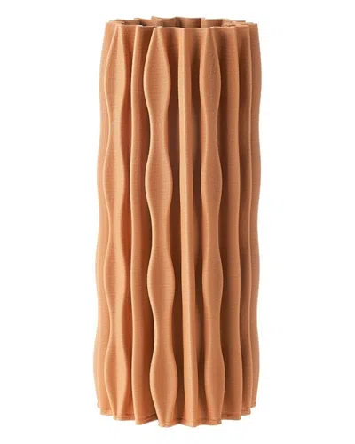Bidkhome Ceramic 3d Printed Vase In Orange