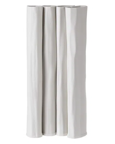 Bidkhome Ceramic 3d Printed Vase In White