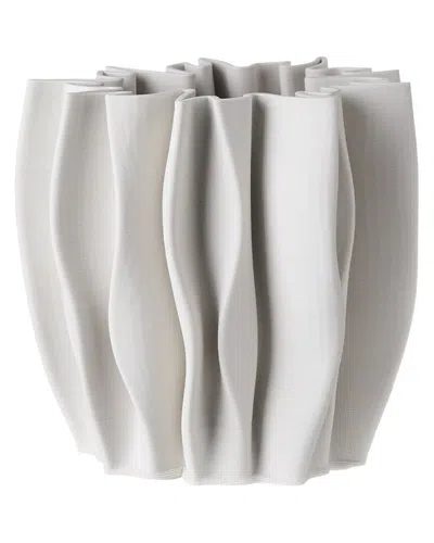 Bidkhome Ceramic 3d Printed Vase In White