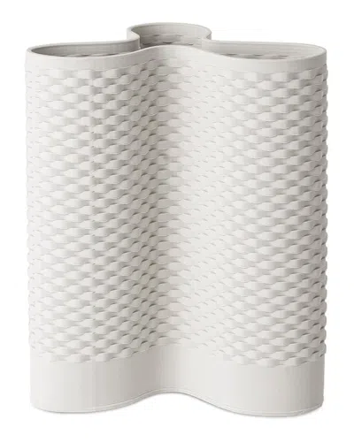 Bidkhome Ceramic 3d Printed Vase In White