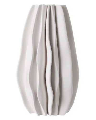Bidkhome Ceramic 3d Printed Vase In White