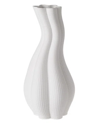 Bidkhome Ceramic 3d Printed Vase In White