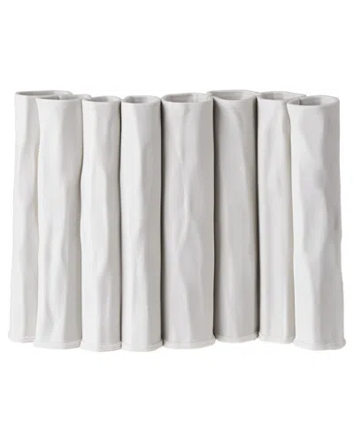 Bidkhome Ceramic 3d Printed Vase White Dia 10.5 White