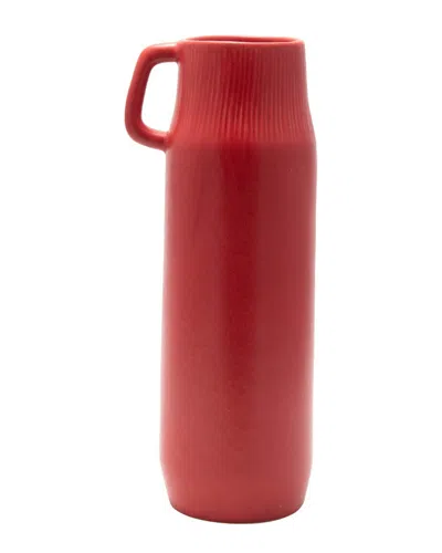 Bidkhome Ceramic Pitcher With Handle In Red