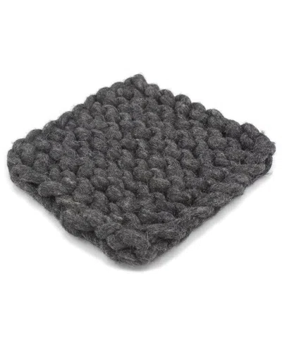 Bidkhome Chain Knitted Trivet Charocal 8x8 Wool In Charcoal