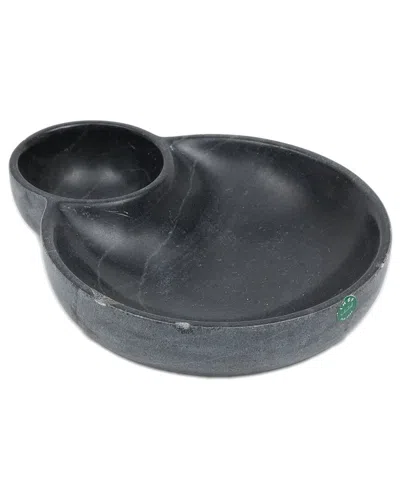 Bidkhome Dip Bowl Platter Black Marble Black