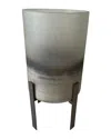 Bidkhome Glass Candle Holder Silver Hand Etching