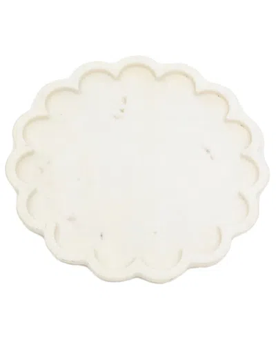 Bidkhome Large Clover White Marble Round Platter White