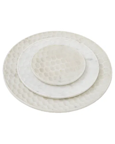 Bidkhome Large White Marble Round Platter White