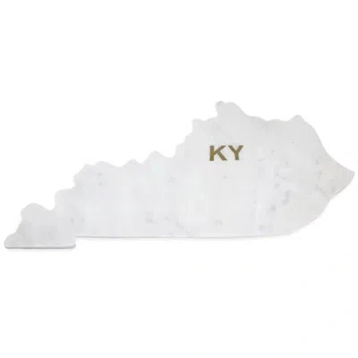 Bidkhome Lg Polished Marble "kentucky" Cutting Board W/brass State Abbreviation