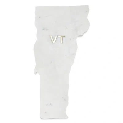 Bidkhome Lg Polished Marble "vermont" Cutting Board W/brass State Abbreviation