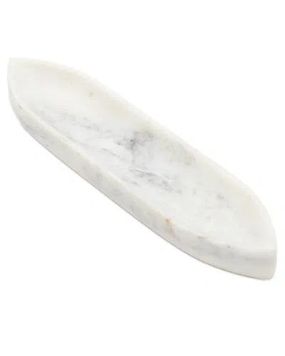 Bidkhome Marble Boat Shape Platter Large White