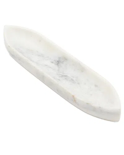 Bidkhome Marble Boat Shape Platter Small White