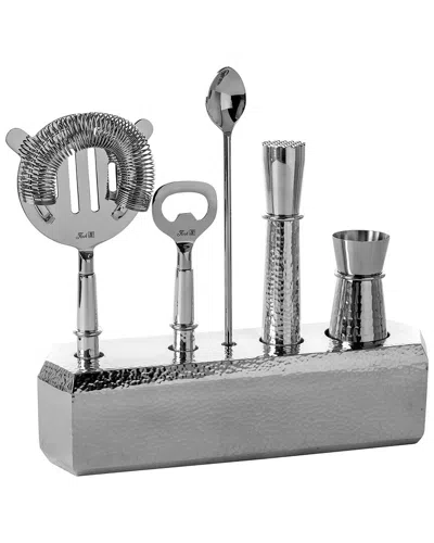 Bidkhome Nassau Set Of 6 Aluminum Bar Accessories In Silver