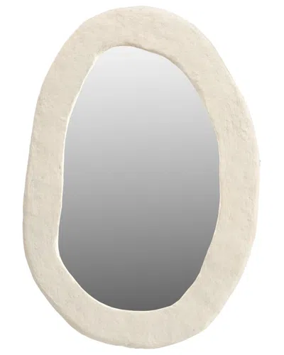 Bidkhome Paper Mache Off-white Round Mirror